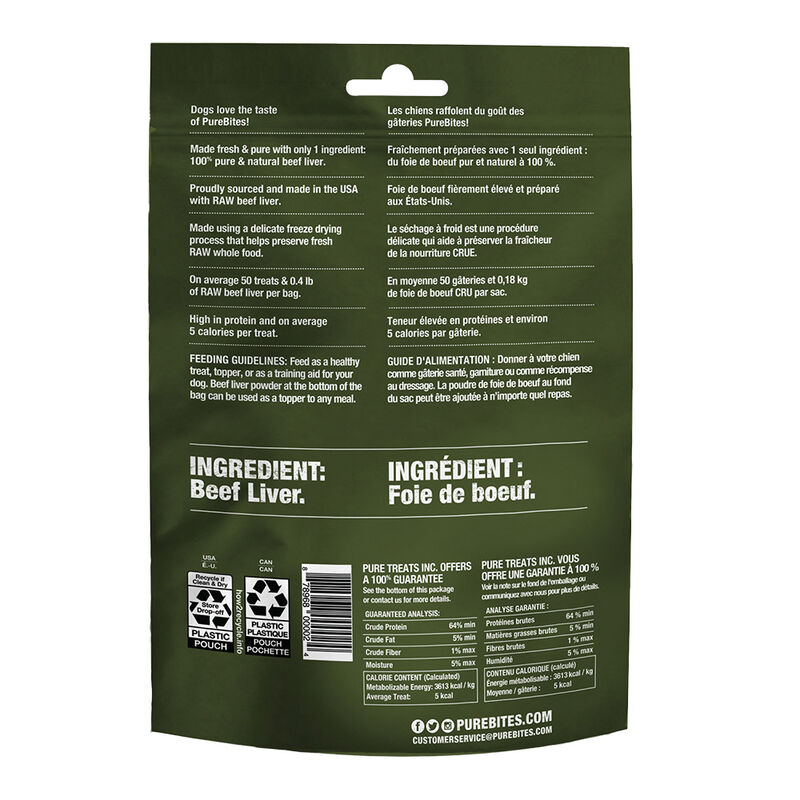 PureBites, Entry Size Dog Treats, Beef Liver - 57 g - Freeze Dried Dog Treat image number null