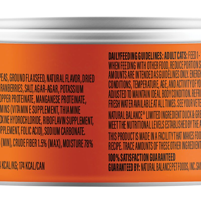 Natural Balance, Cat Can L.I.D. Duck & Green Pea  - 5.5 oz - Wet Cat Food image number null