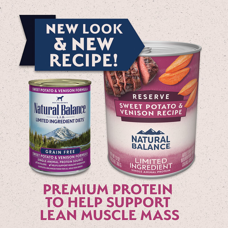 Natural Balance, Limited Ingredient Canned Dog Formula, Venison & Sweet Potato - 369 g - Wet Dog Foo image number null