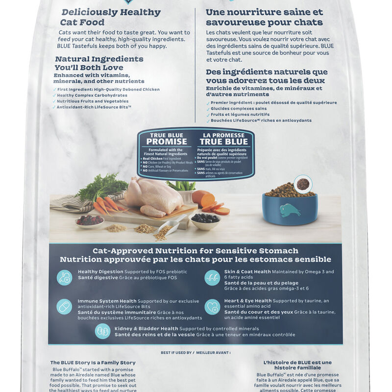 Blue Buffalo Tastefuls Sensitive Stomach Natural Adult Dry Cat Food, Chicken & Brown Rice image number null