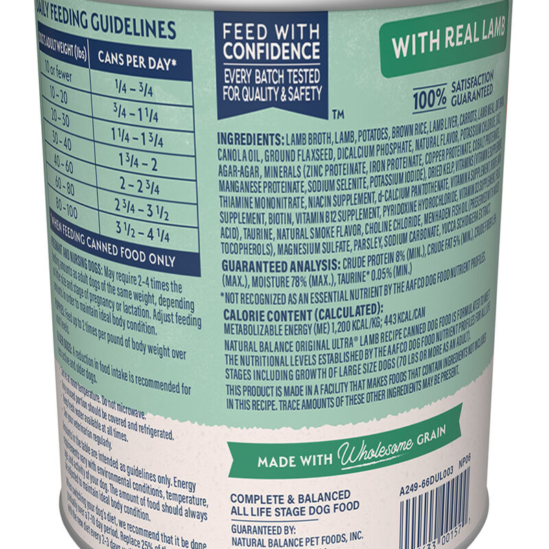 Natural Balance, Ultra Premium Canned Dog Formula, Lamb & Rice - 369 g - Wet Dog Food image number null