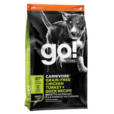 GO! SOLUTIONS, CARNIVORE Grain Free Chicken, Turkey + Duck Puppy recipe for dogs - Dry Dog Food