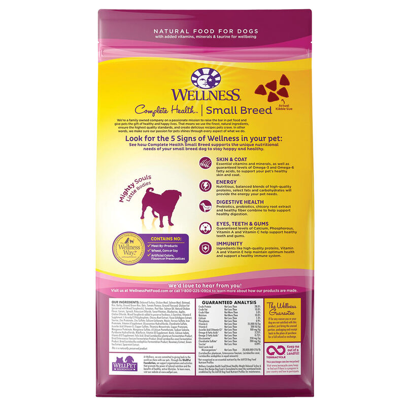 Wellness, Complete Health Small Breed, Healthy Weight Turkey & Brown Rice - Dry Dog Food image number null