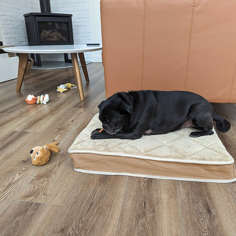 BeOneBreed, Diamond bed  - Linen + Irish Cream - Plush Dog Bed image number null