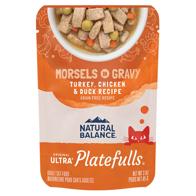 Natural Balance, Platefulls Cat Pouch, Turkey, Chicken & Duck Formula in Gravy - 85 g - Wet Cat Food image number null