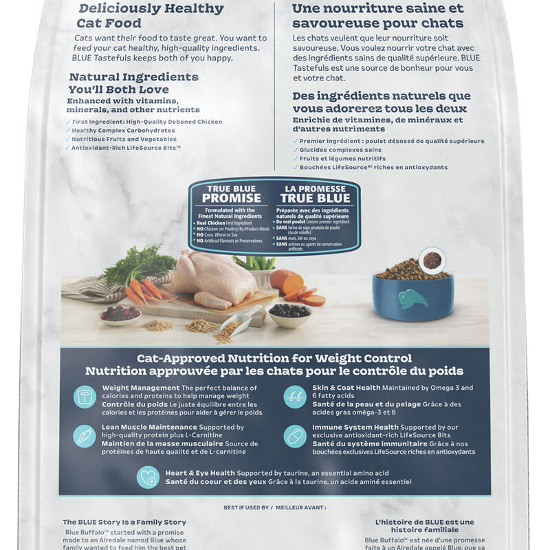 Blue Buffalo Tastefuls Weight Control Natural Adult Dry Cat Food, Chicken & Brown Rice image number null