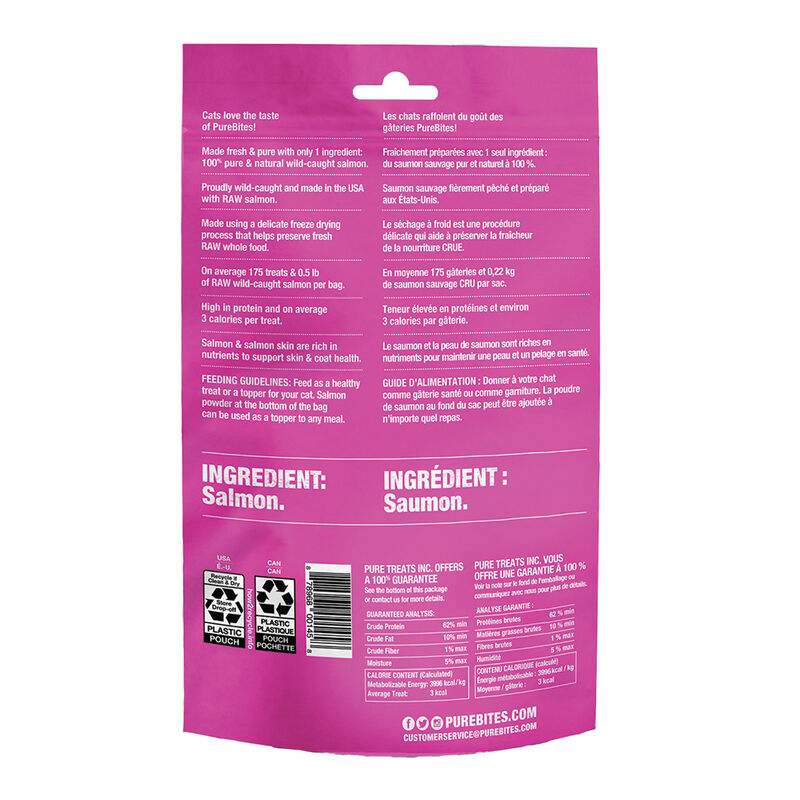 PureBites, Super Value Size Cat Treats - Salmon - 57 g - Freeze Dried Cat Treat image number null