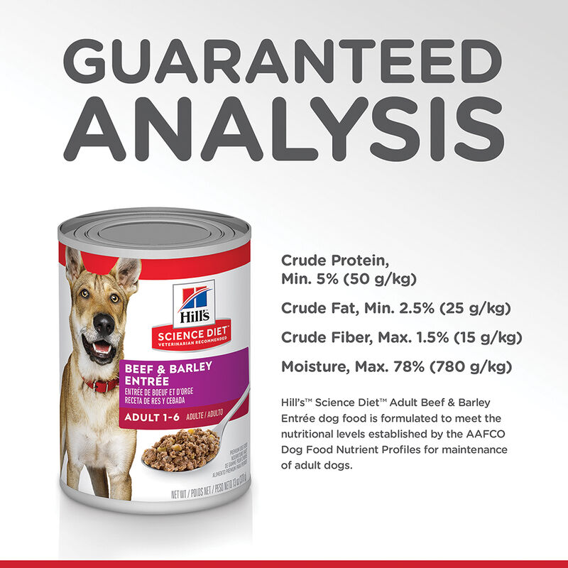 Science Diet, Adult Beef & Barley Canned Dog Food, 370 g - Wet Dog Food image number null