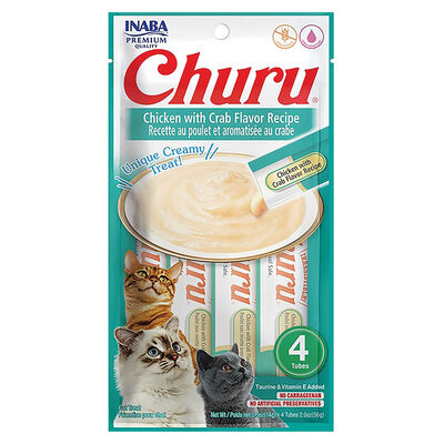 Churu Cat Treats, Chicken with Crab - 56 g x 4 Tubes