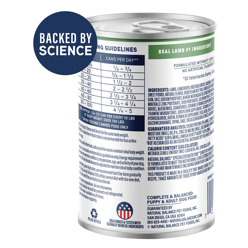 Natural Balance, Specialized Nutrition - Digestive & Immune Health Lamb & Brown Rice Formula - Wet D image number null