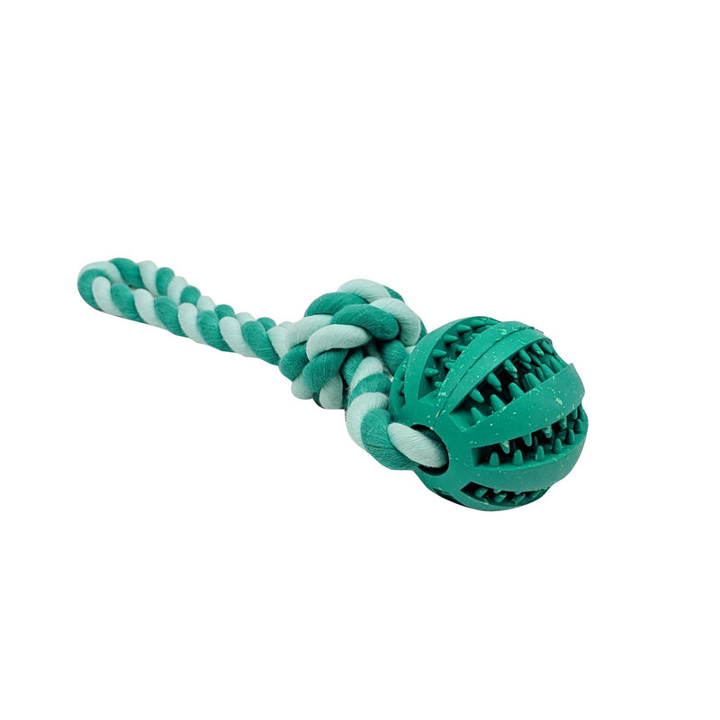 Bozzy Dental Ball with Rope Dog Toy image number null