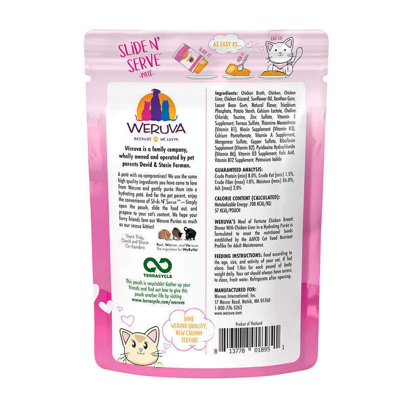 Weruva, Pouch Feline - Meal of Fortune - Chicken Breast & Liver  - 80 g - Pate - Wet Cat Food image number null