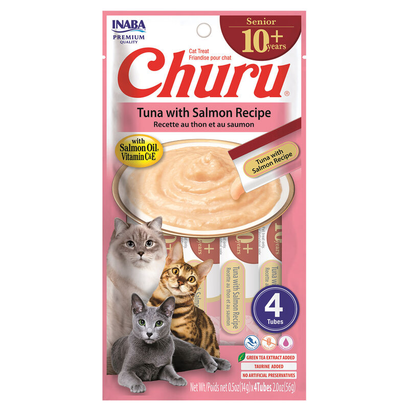 Inaba, Churu Senior 10+ Tuna with Salmon Recipe - Cat Treat image number null