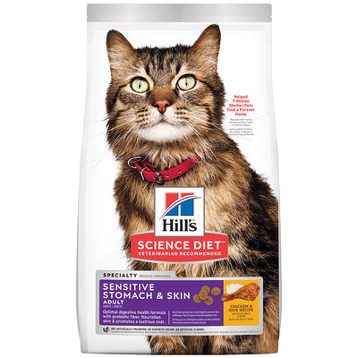 Science Diet, Adult Sensitive Stomach & Skin Chicken & Rice Recipe Dry Cat Food - Dry Cat Food