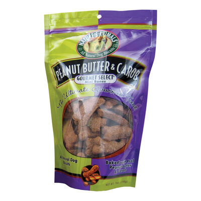 Nature's Animals, Gourmet Select Peanut Butter & Carob Mini Bones - 7 oz