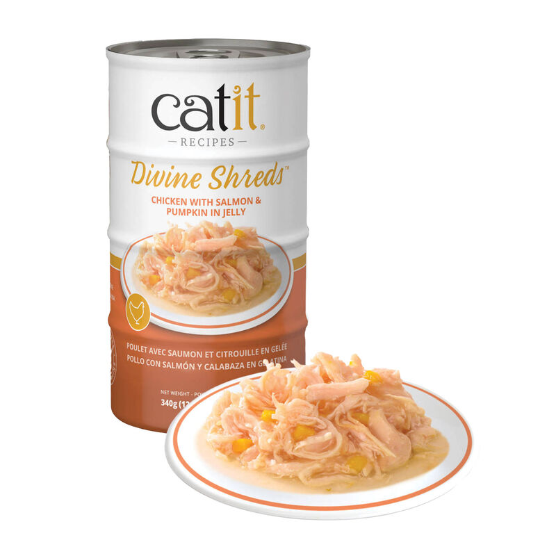 Catit, Divine Shreds in Jelly - Chicken with Salmon & Pumpkin - Wet Cat Food - 85g x 4pk image number null