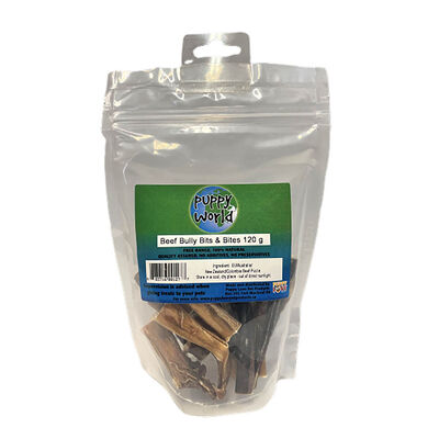 Puppy Love, Puppy World, Beef Bully Bits & Bites - 120 g
