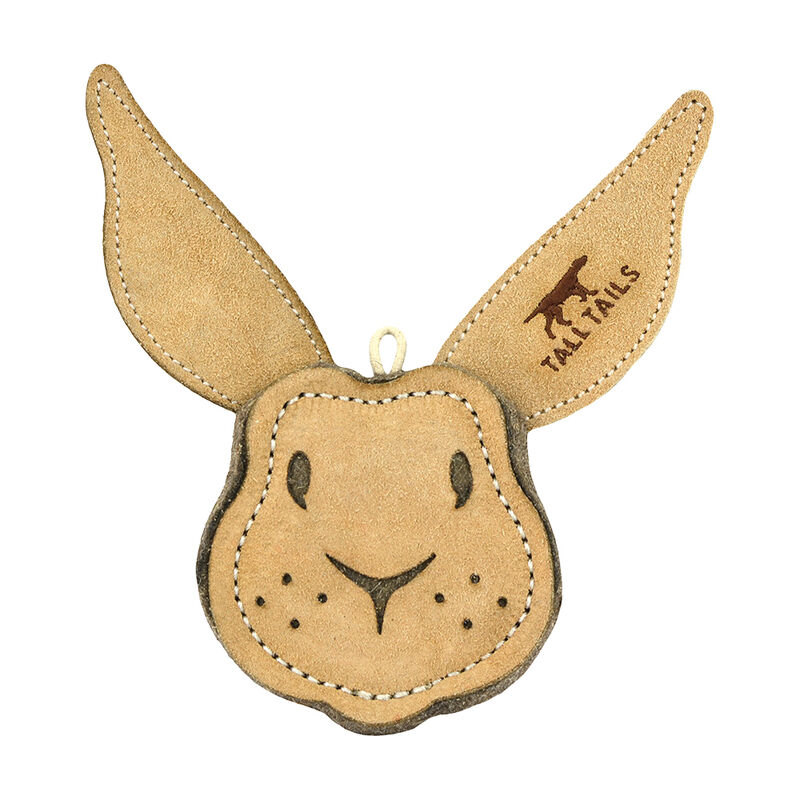 Tall Tails, Leather & Wool Rabbit - Tan - 4" - Toss Dog Toy image number null