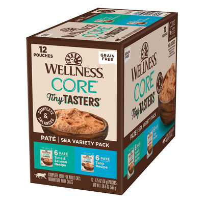 Wellness, Pouch, Feline Adult - Core Grain Free Tiny Tasters Pate Variety Pack - Sea - 50 g - 12 pk 
