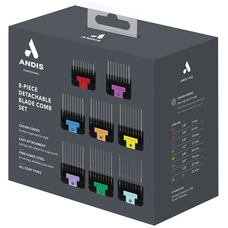 Andis, Universal Stainless Steel Combs 8-Piece Set image number null