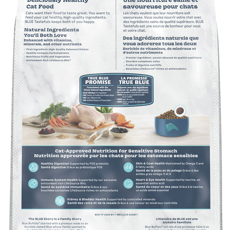 Blue Buffalo Tastefuls Sensitive Stomach Natural Adult Dry Cat Food, Chicken & Brown Rice image number null