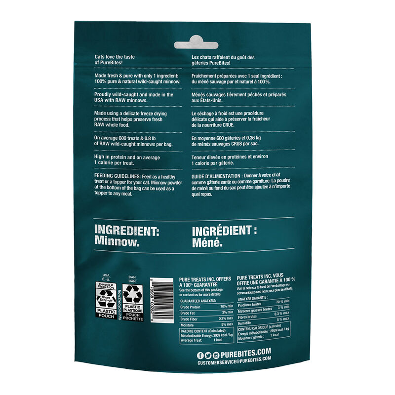 PureBites, Super Value Size Cat Treats - Minnow - 66 g - Freeze Dried Cat Treat image number null