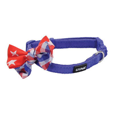 Microfiber Collar, Blue with Bow, Petite Small - 3/8" x 8"-12"