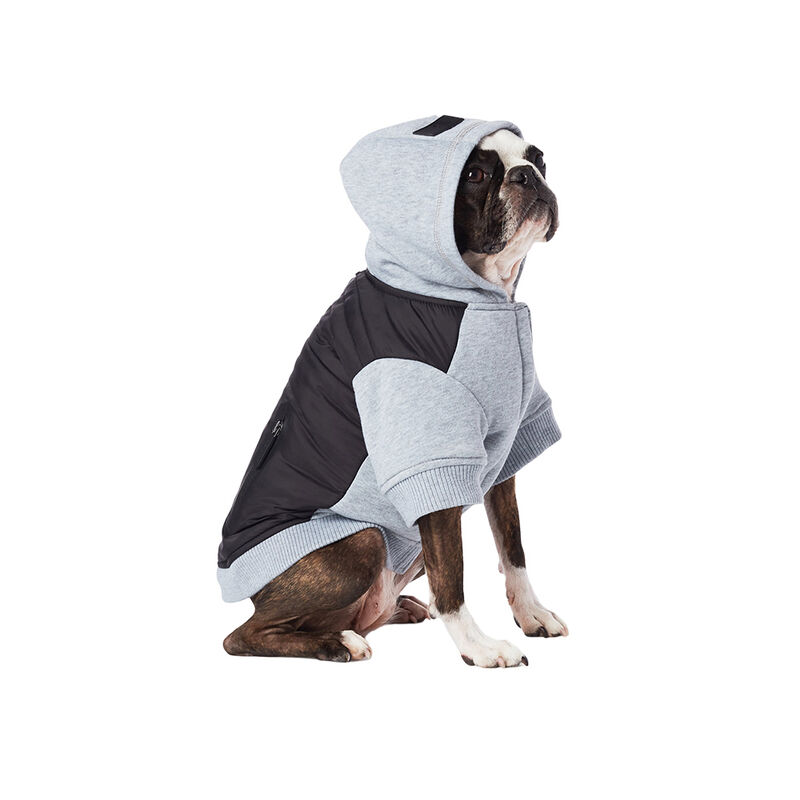 Hotel Doggy, Hybrid Hoody w/ Micro Fleece - Black/Grey - Dog Sweater image number null