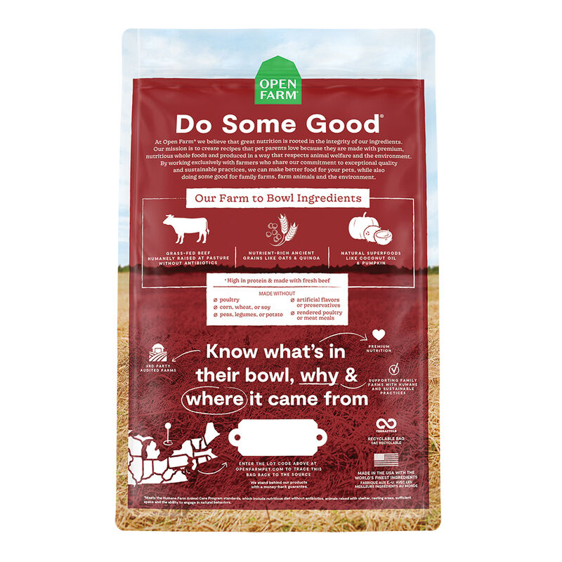 Open Farm, Grass-Fed Beef & Ancient Grains Adult Dog Dry Food - Dry Dog Food image number null