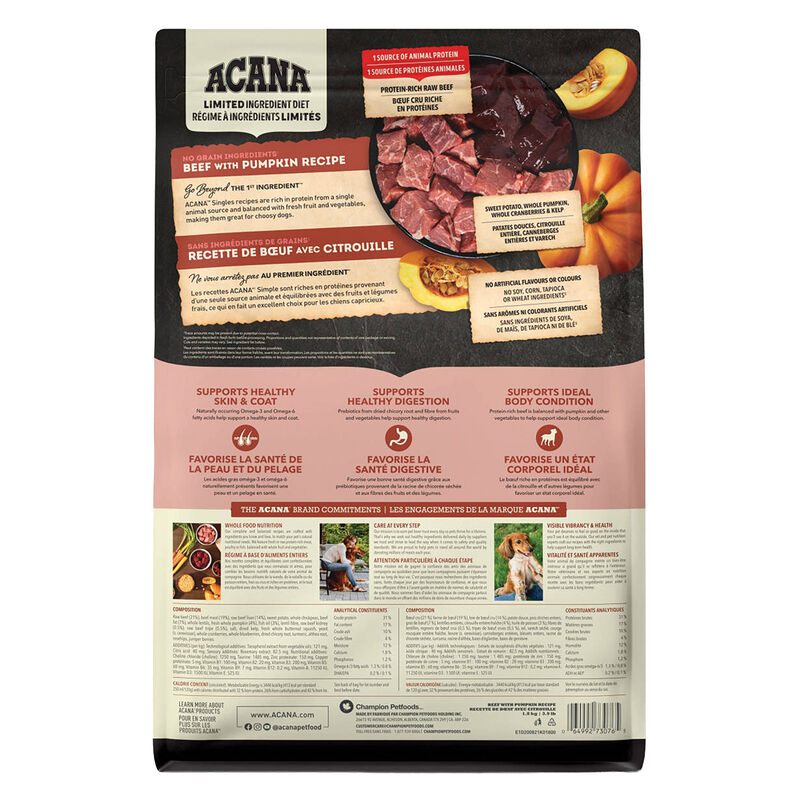 Acana, Limited Ingredient Diet, Beef with Pumpkin Recipe - Dry Dog Food image number null