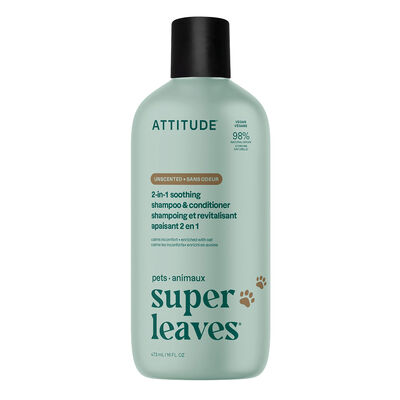 Attitude Super Leaves Pet 2-in-1 Soothing Shampoo & Conditioner - Unscented 473 ml
