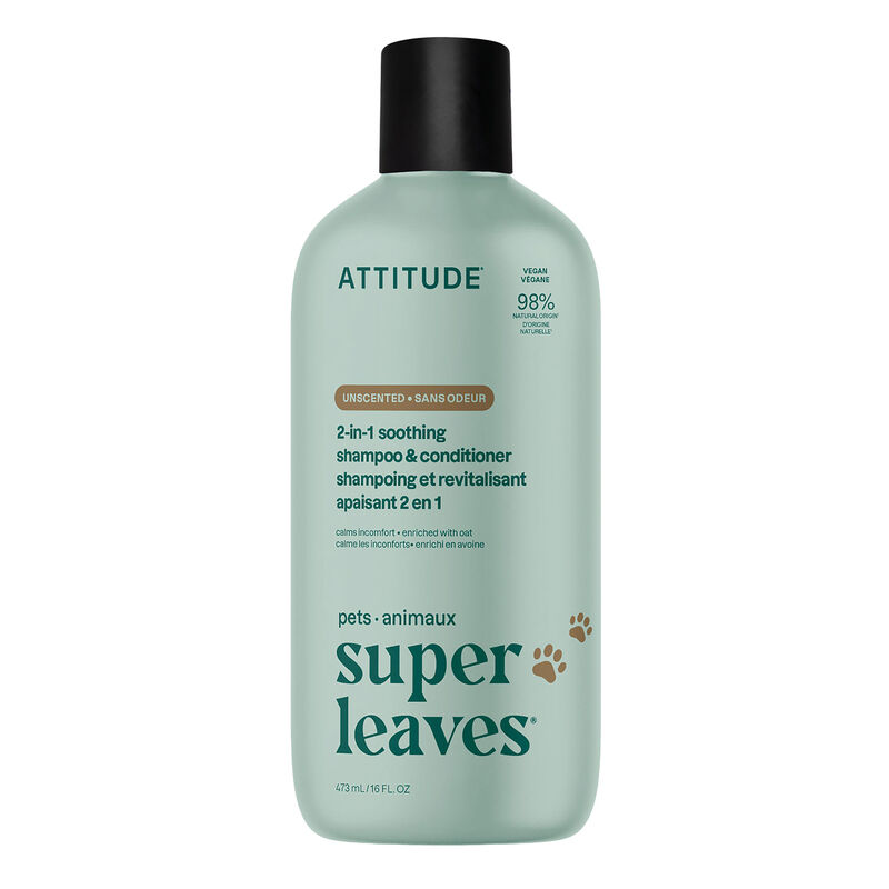 Attitude Super Leaves Pet 2-in-1 Soothing Shampoo & Conditioner - Unscented 473 ml image number null