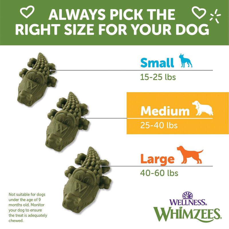 Whimzees, Dental Treat, Alligator Value Pouch - Medium-12 Pc image number null