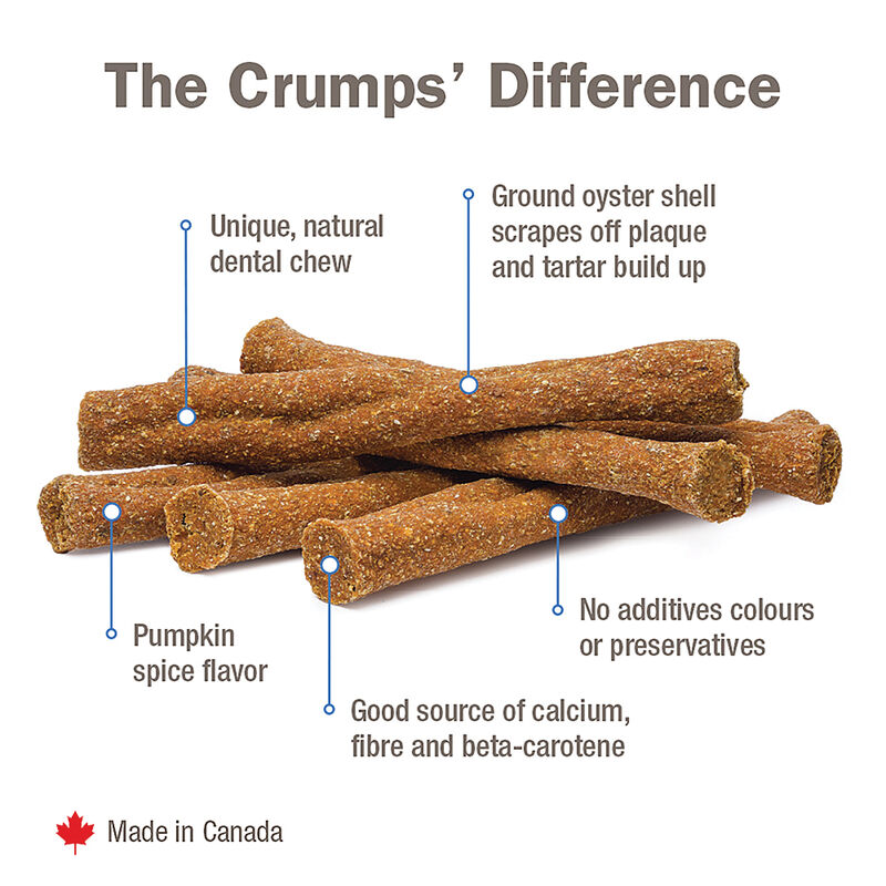 Crumps' Naturals, Pumpkin Spice Plaque Buster - 10pk - Dog Treat image number null