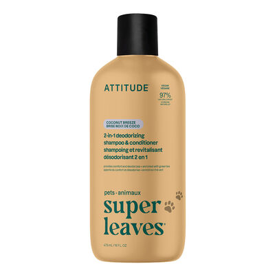 Attitude Super Leaves Pet 2-in-1 Deodorizing Shampoo & Conditioner - Coconut 473 ml