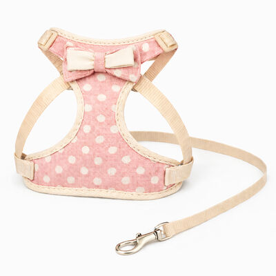 Meow & Woof, Harness & Leash Set - Pink Dot