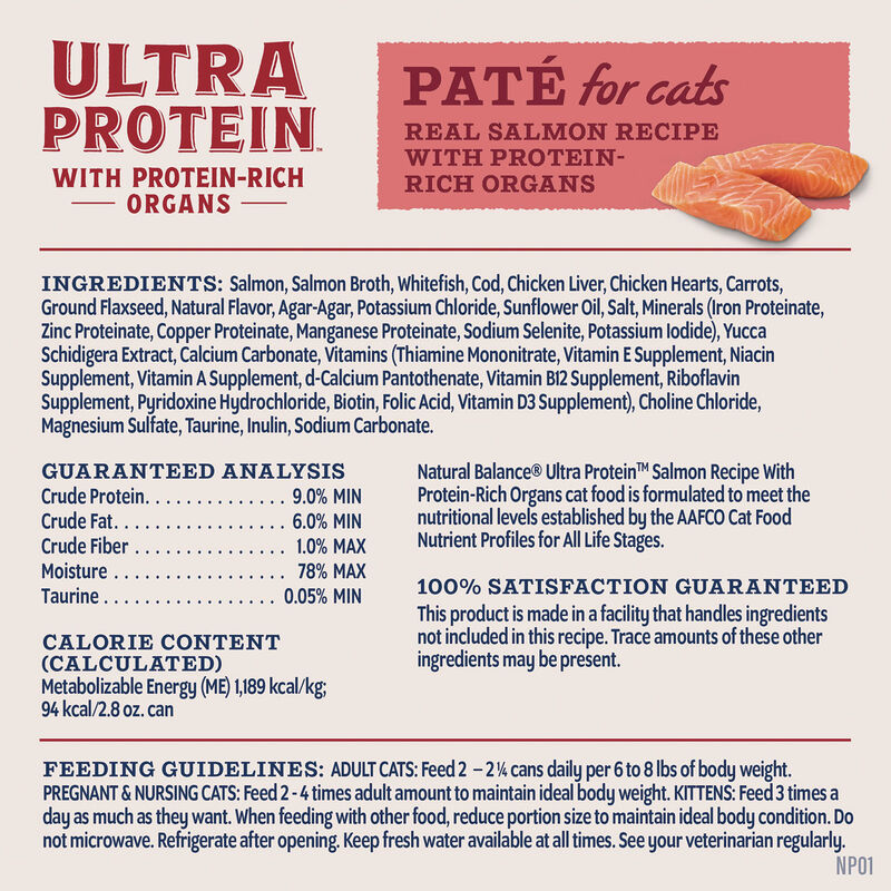 Natural Balance, Ultra Protein - Salmon & Organ Meats Pate Recipe - Wet Cat Food image number null
