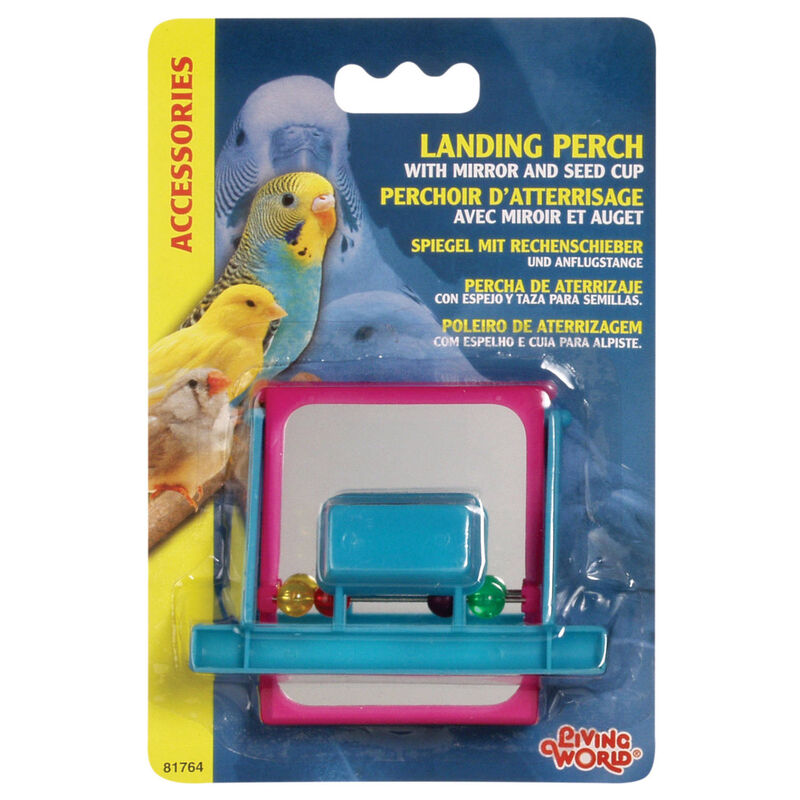 Living World Landing Perch w/ Mirror and Seed Cup for Birds image number null