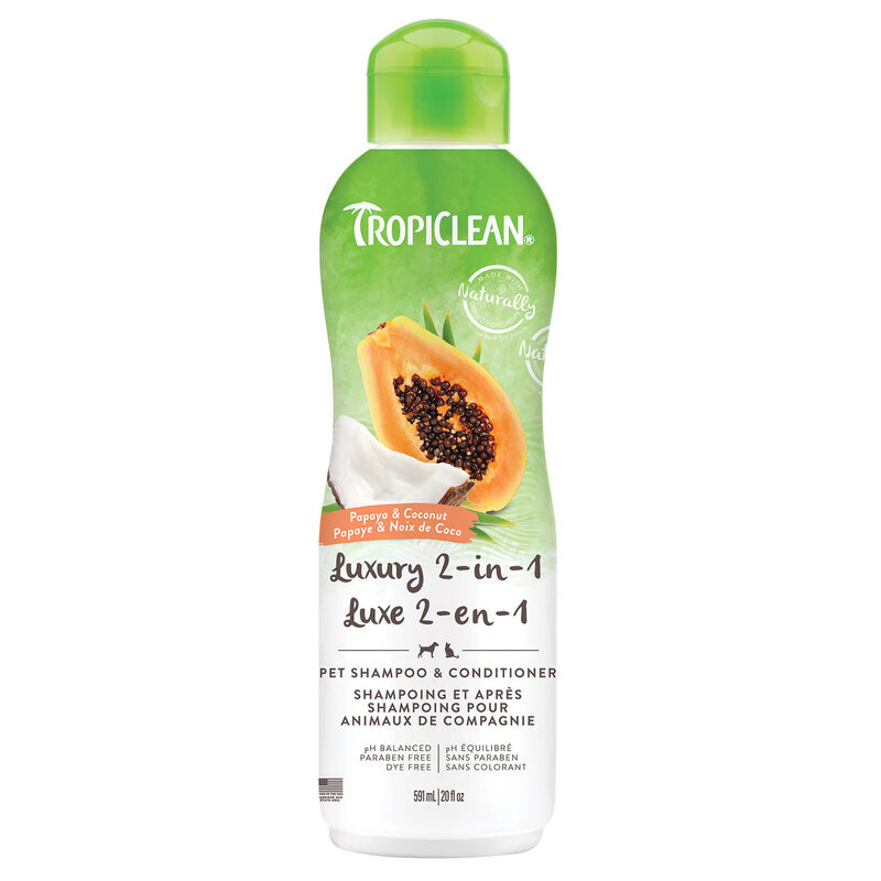 Tropiclean, Papaya & Coconut 2-in-1 Shampoo image number null