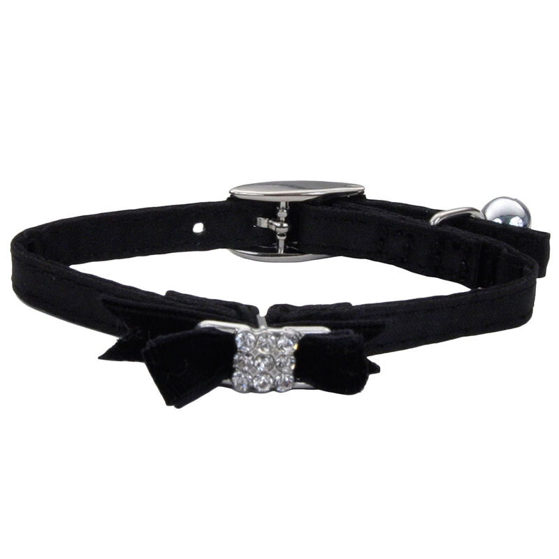 Kitten - Safety Collar Black Silk w/Bow - 3/8x8" image number null