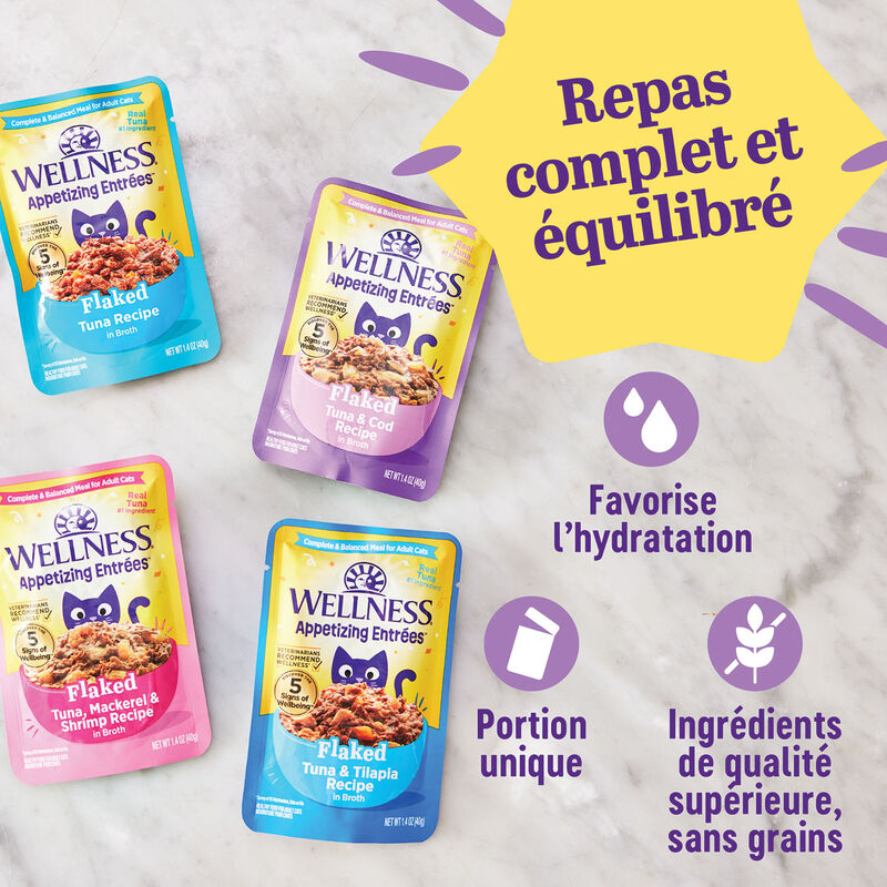 Wellness, Appetizing Entr&eacute;e - Flaked Tuna, Mackerel & Shrimp in Broth - Wet Cat Food image number null