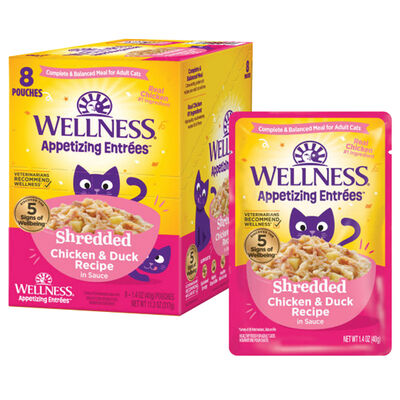 Wellness, Appetizing Entr&eacute;e - Shredded Chicken & Duck in Sauce - Wet Cat Food