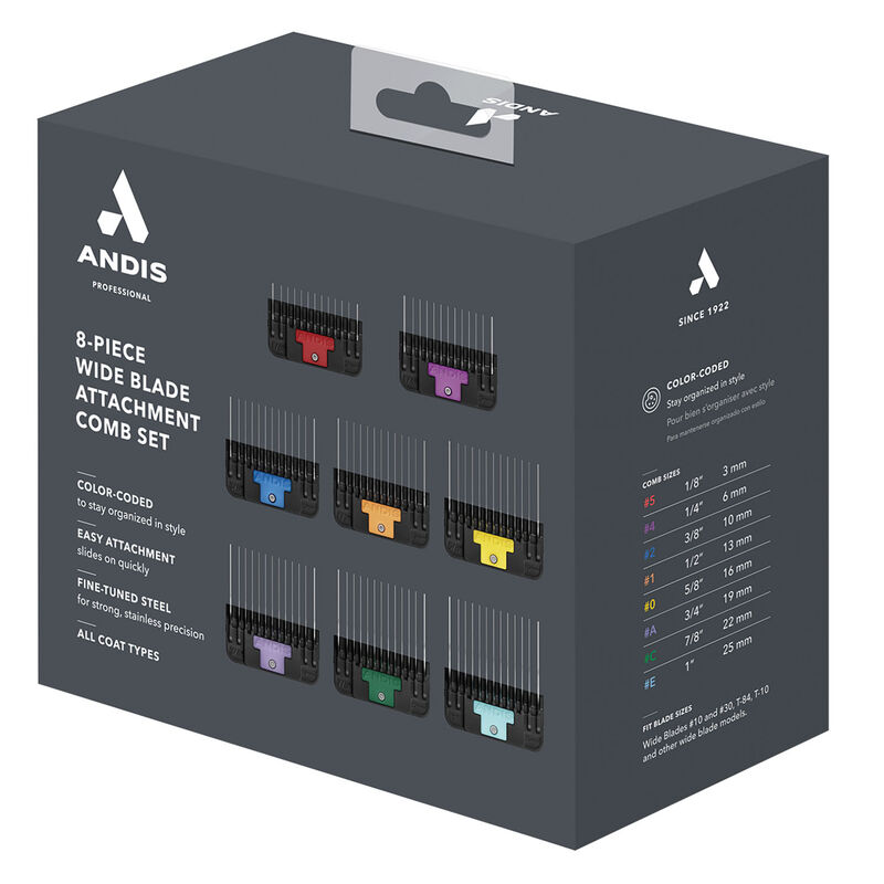 Andis, Stainless Steel Wide Attachement Comb 8pc Set image number null