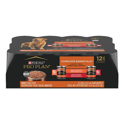 Adult Dog Complete Essentials Variety Pack - Chicken & Beef - 368 g x 12, wet dog food