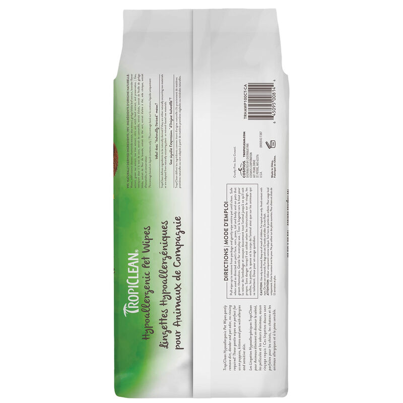 Tropiclean, Hypoallergenic Cleaning Pet Wipes - 100 ct image number null