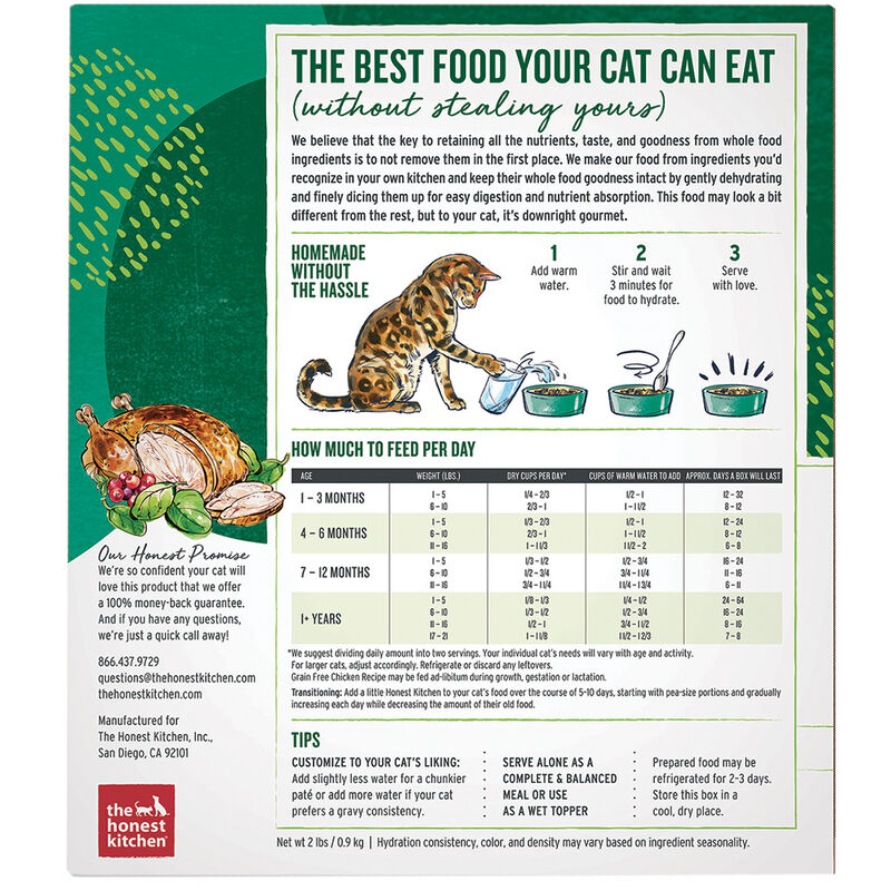 The Honest Kitchen, Adult Feline - GF Chicken - 0.90kg - Freeze Dried Cat Food image number null