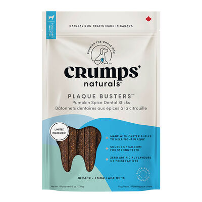 Crumps' Naturals, Pumpkin Spice Plaque Buster - 10pk - Dog Treat