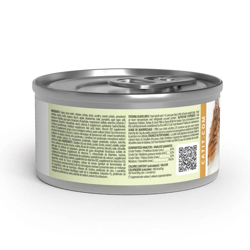 Catit, Signature Chicken, Turkey & Duck P&acirc;t&eacute; in Bone Broth for Indoor Adult Cats &ndash; 85 g Cat Wet Food image number null