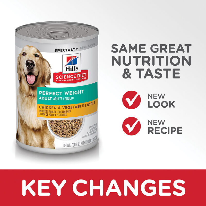Science Diet, Adult Perfect Weight Chicken & Vegetable Canned Dog Food for healthy weight management image number null