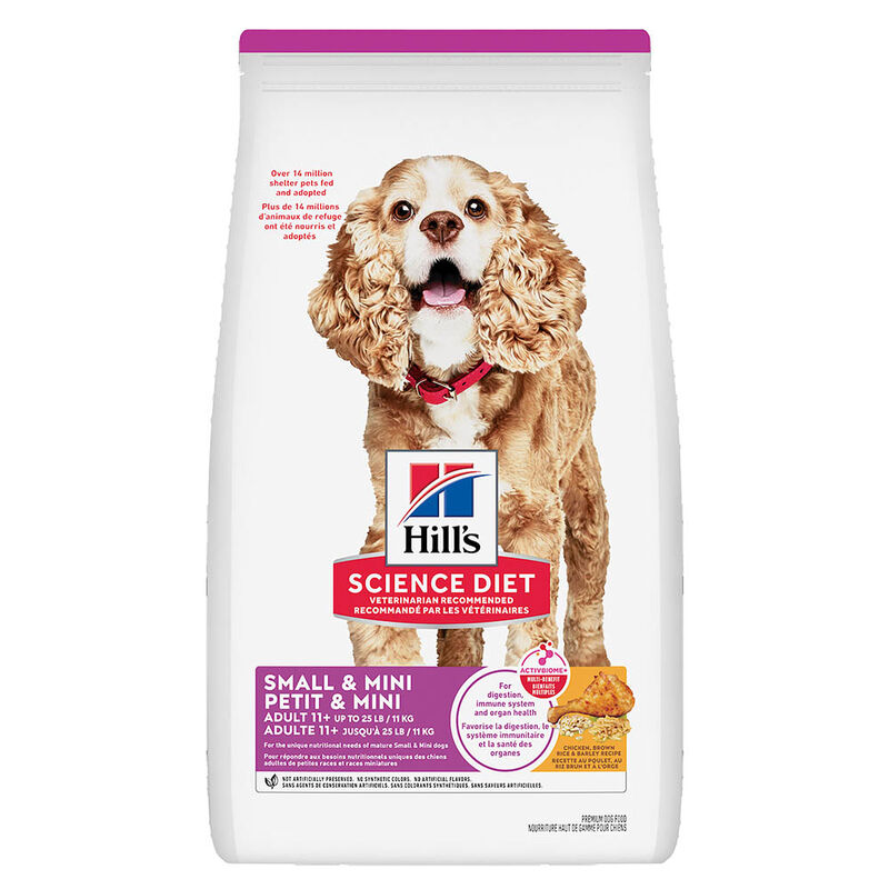 Science Diet, Small & Mini Senior 11+ Chicken, Brown Rice & Barley Recipe Dry Dog Food image number null